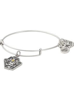 NWT! Alex and Ani Queen Bee Charm Bangle Bracelet - Silver & Gold Crystal Accent